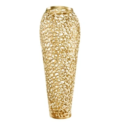 Abbildung von Riess Ambiente Filigrane Design XXL Vase Abstract Leaf 90cm Gold Handarbeit große Dekovase für Wohnzimmer, Flur, Schlafzimmer, Bad
