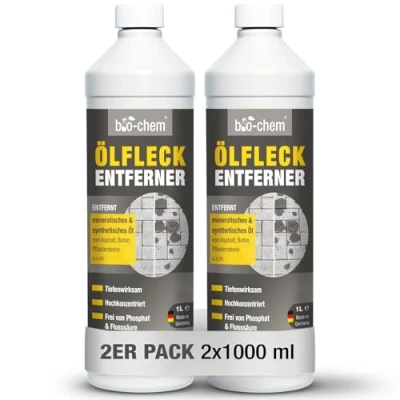 Abbildung von bio chem Ölfleckentferner 2x 1 Liter Zur effektiven Entfernung von Ölflecken aller Art für Pflastersteine, Beton, Asphalt u.v.m. Made in Germany