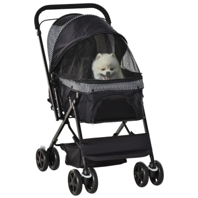 Abbildung von PawHut Hundebuggy Hundewagen Buggy für kleine Hunde und Katzen Haustierwagen Pet Stroller Katzenbuggy Oxford Schwarz 76,5 x 52 95 cm