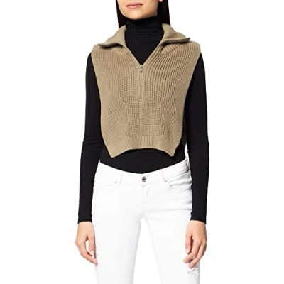 Abbildung von NA KD Damen High Neck Knitted Vest Pullover, gebrochenes weiß, M
