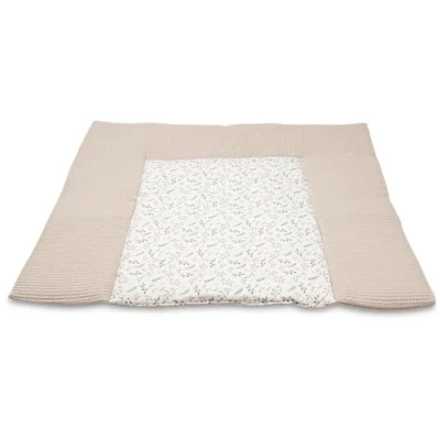 Abbildung von ULLENBOOM ® Wickelauflage 85x75 cm Waffelpiqué Floral Sand (Made in EU) Wickelunterlage Waschbar und für Unterwegs geeignet, Bezug: 100% OEKO TEX Baumwolle, Wickeltischauflage 75x85