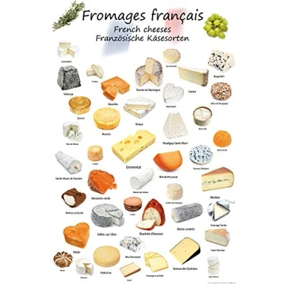 Abbildung von 1art1 Käse XXL Poster Französische Käsesorten Plakat Bild 120x80 cm