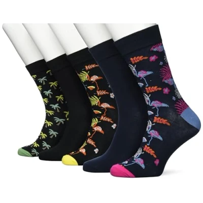 Abbildung von JACK &amp; JONES Men&#039;s JACCOLORFUL Summer 5 Pack Socken, Navy Blazer/Pack:Black Black Blazer, ONE Size