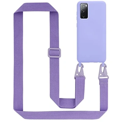 Abbildung von Cadorabo Handykette kompatibel mit Samsung Galaxy S20 FE Schutzhülle TPU Liquid Silikon Case Necklace verstellbarem Band Kordel Etui Rundumschutz Hülle für in Lila