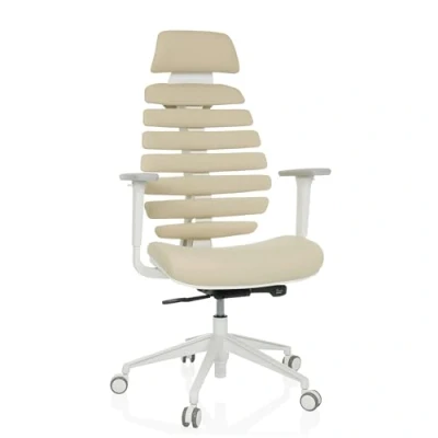 Abbildung von hjh OFFICE Profi Bürostuhl Ergo LINE W Drehstuhl mit ergonomisch geformter Rückenlehne inkl. Lordosenstütze, Beige