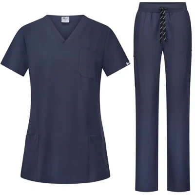 Abbildung von B well BELLA Damen Schrubb Set Schlupfkasack + Schlupfhose Medizin Arzt Uniform Schlupfjacke Oberteil mit Hose Medizinische Berufsbekleidung Elastan (Grau, 3XL)