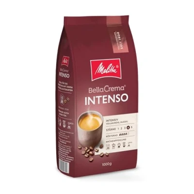 Abbildung von Melitta BellaCrema Intenso Ganze Kaffee Bohnen 1kg, ungemahlen, Kaffeebohnen für Vollautomat, kräftige Röstung, geröstet in Deutschland, Stärke 4