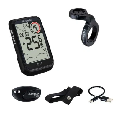 Abbildung von SIGMA ROX 4.0 Endurance Black HR Set GPS inkl. Herzfrequenzmesser und OVERCLAMP Butler 41 h Akkulaufzeit E Bike kompatibel 30 Funktionen wie Höhen Geschwindigkeitsmessung