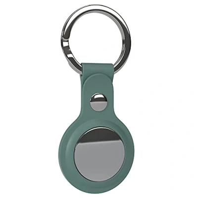 Abbildung von EAZY CASE Schlüsselanhänger Anhänger kompatibel mit Apple AirTag, Airtags Hülle aus Silikon Ring Schlüssel flexibel Tasche Nacht Grün