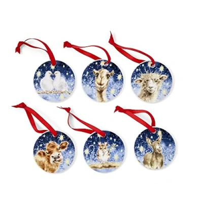 Abbildung von Royal Worcester Wrendale Designs Krippenbaumschmuck, 6 Stück