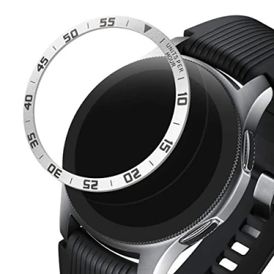 Abbildung von kwmobile Schutzring kompatibel mit Samsung Galaxy Watch (46mm) / Gear S3 Frontier &amp; Classic Fitnesstracker Bezel Ring Lünette in Silber Schwarz