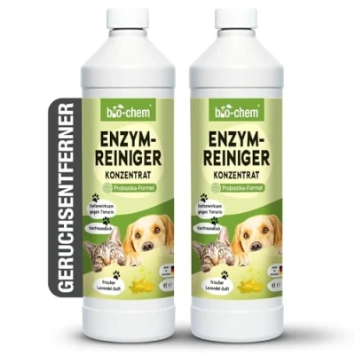 Abbildung von bio chem Enzymreiniger Konzentrat 2x 1000 ml Tiefenwirksamer Geruchsentferner gegen Urin, Katzenurin &amp; Hundeurin Mikrobiologischer Geruchsneutralisierer für Hunde Katzen Geruch