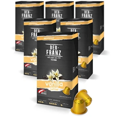 Abbildung von Der Franz Nespresso kompatible Kaffee Kapseln, 6 x 10 Vanille Aroma, Medium Roast