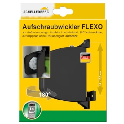 Abbildung von SCHELLENBERG Aufputz Gurtwickler &quot;Aufschraubwickler Flexo Mini&quot;, aufklappbar und höhenverstellbar, 180 schwenkbar in weiß, anthrazit