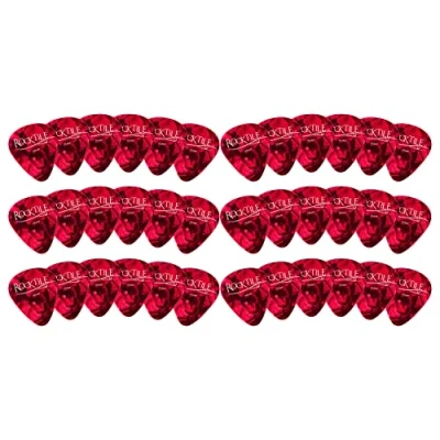 Abbildung von Rocktile Plektren Red Tortoise Heavy 36er Pack Stärke “Heavy (1,1 mm) Traditionelle Teardrop Form Material: Zelluloid Rot
