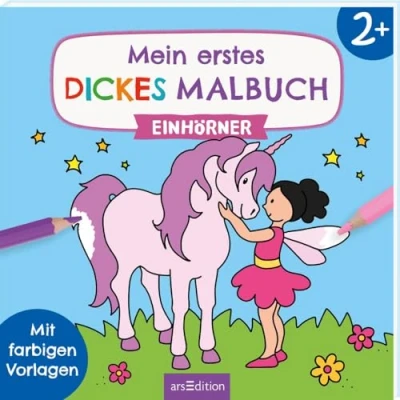 Abbildung von Mein Erstes dickes Malbuch ab 2 Einhörner: mit farbigen Vorlagen Ausmalen einfachen Motiven