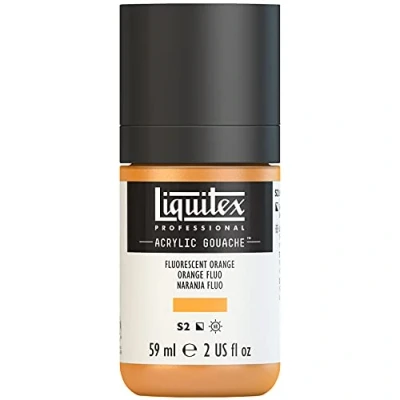 Abbildung von Liquitex 2059982 &#039;Liquitex Professional Acrylic Gouache, Acrylfarbe mit Gouache Eigenschaften, Lichtecht, wasserfest, 59ml Dosier Flasche Orange Fluo