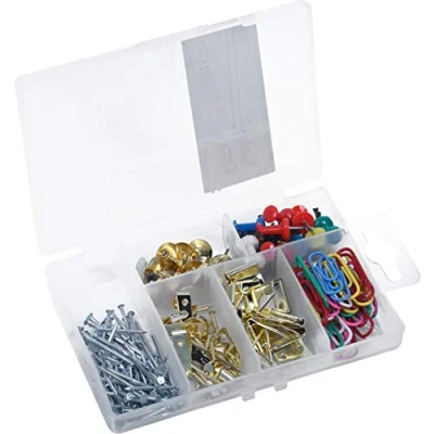 Abbildung von Connex Haushalts Sortiment 120 teilig + 33 g Wandhaken, Nägel, Pinnwandnadeln &amp; Co. Vorsortiert in praktischer Kunststoffbox Universell einsetzbar / Sortimentskasten Sortimentsbox DP8500100