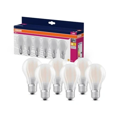 Abbildung von OSRAM LED Star VALUE A60, Vorteilspack mit 6 Leuchtmittel, ersetzt herkömmliche 60W Glühbirnen, warmweiß (2700K), 6.5W, E27 Sockel, Filament Glas, nicht dimmbar