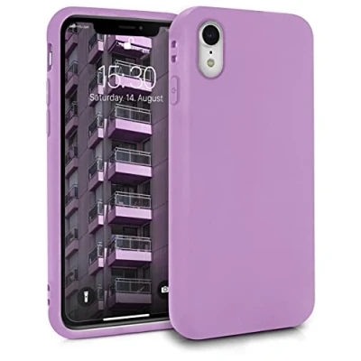 Abbildung von MyGadget Hülle kompatibel mit iPhone XR robuste Handyhülle TPU Case Slim Silikonhülle Back Cover Kratzfest Schutzhülle matt Lila [ hell ]