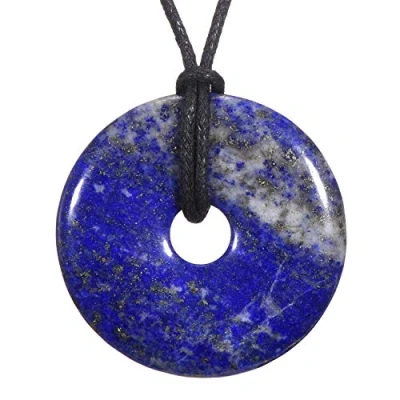 Abbildung von Morella Kette mit Anhänger Halskette 80 cm Donut Stein (1 tlg), Damenkette Edelstein, Chakra, im Samtbeutel