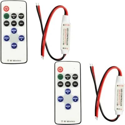 Abbildung von LITAELEK 2pcs LED Streifen Controller Strip Dimmer Kontroller DC 5V 24V 5A Empfänger RF Wireless Remote Stripe Fernbedienung Regler für 2 polig Einfarbige COB und SMD Band