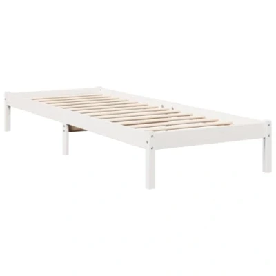 Abbildung von vidaXL Massivholzbett, Holzbett Extra Lang ohne Matratze, Bettgestell mit Lattenrost, Bett Einzelbett für Schlafzimmer, Weiß 80x210cm Kiefernholz