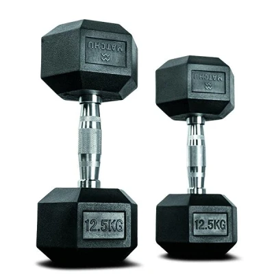 Abbildung von Hanteln Hexagon Set 2 x 12.5 kg Dumbbell Kurzhanteln Schwarz
