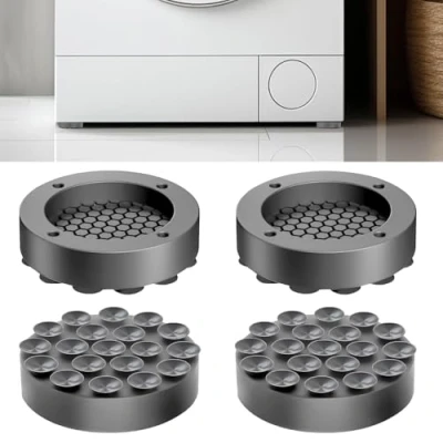 Abbildung von Schwingungsdämpfer Waschmaschine, 4 Stück Waschmaschine Unterlage Universal Anti Vibrationsdämpfer Gummi Antivibrationsmatte Waschmaschinen Dämpfer Antirutschmatte Füße für Kühlschrank (Grau)