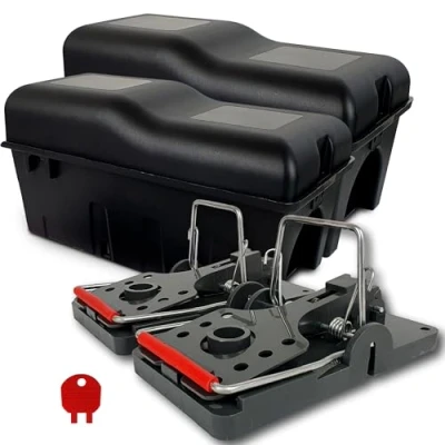 Abbildung von Roshield Rattenfalle Killer Box Einfach einzustellende Sicherheitsbox für Haus, Schuppen &amp; Garage Kontrolle Behandlung (Professionelle Qualität, 2er Pack)