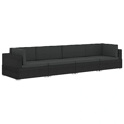 Abbildung von vidaXL Garten Sofagarnitur 3 TLG. mit Auflagen 3er Sofa Couch Lounge Gartensofa Gartenmöbel Rattansofa Sitzgruppe Poly Rattan Schwarz