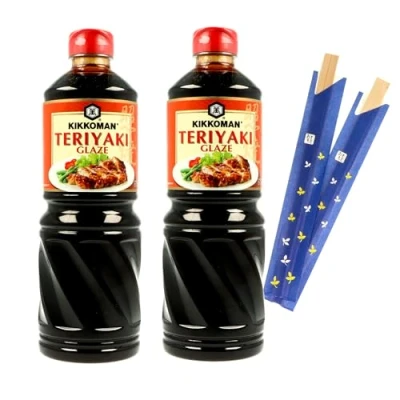 Abbildung von Teriyaki Saucen in verschiedenen Geschmacksrichtungen. Die besten (Teriyaki Glaze, 2x975ml + 2 Chopsticks)