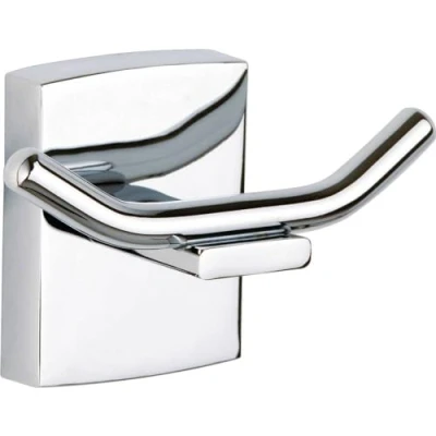 Abbildung von tesa Handtuchhaken 1x klaam Wandhaken, Badezimmer, Gäste WC, Wandmontage, (Komplett Set, 2 St., inkl. Klebelösung), chrom 4,7 cm : 9,6 6,1