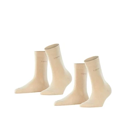 Abbildung von ESPRIT Damen Uni 2 Pack Socken atmungsaktive nachhaltige biologische Baumwolle verstärkte Damensocken hautfreundlich strapazierfähig bequem einfarbig Multipack Paar