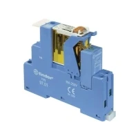 Abbildung von Schnittstellenrelais mit Sockel und Halterung, S4C, 2P, 8A, 24V DC, LED