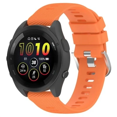 Abbildung von GIOPUEY Armband Kompatibel mit Garmin Forerunner 165, Weiches Silikon [Verschleißfest] [Atmungsaktiv] Ersatzarmband Orange