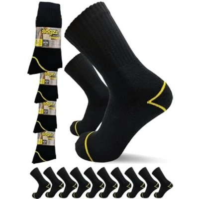 Abbildung von sogzz Arbeitssocken Herren 20 Paar Arbeit Socken, Arbeitersocken z.B. für Arbeitsschuhe, Work Socks, Modell: Basic, 47 50, Schwarz/Schwarz