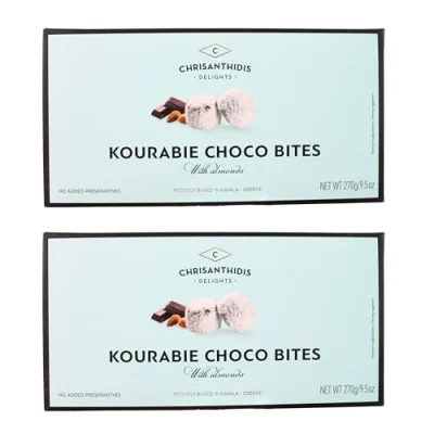 Abbildung von Chrisanthidis S.A. Kourabie Schokolade Buttergebäck mit Mandeln 270g, 2er Pack (2 x 270 g)