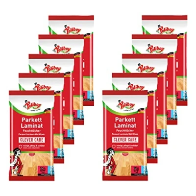 Abbildung von Poliboy Parkett &amp; Laminat Feuchttücher gründliche, schnelle Reinigung speziell für und Laminatböden 10er Pack 10x15 Tücher Made in Germany