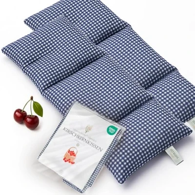Abbildung von Strauss Home® Kirschkernkissen Mikrowelle, Körnerkissen Nacken Schulter, Baumwollstoff 50x20cm (2er Blau)