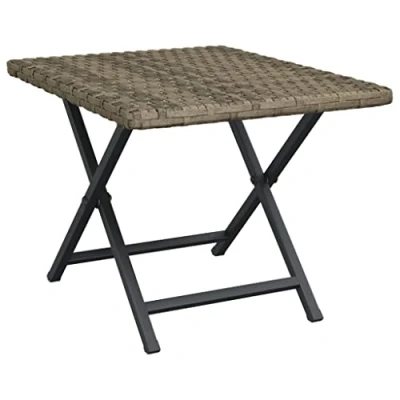 Abbildung von vidaXL Klapptisch, Tisch für Garten Balkon Terrasse, Gartentisch mit Klappdesign, Gartenmöbel Esstisch Terrassentisch, Grau Poly Rattan