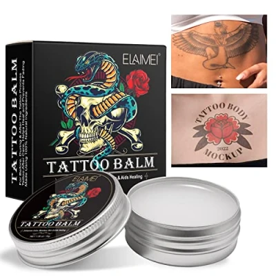 Abbildung von Premium Tattoo Creme Butter, Tägliche Pflege &amp; Aftercare für Alt Neu Moisturizer Brightener Verstärkt Farben, Fördert die Heilung, 1.06oz