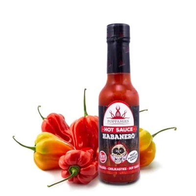 Abbildung von Poppamies Habanero Heiße Sauce glutenfrei, laktosefrei, vegan Würzigkeit 5/10 150 ml