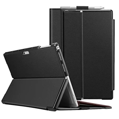 Abbildung von Fintie Hülle für Microsoft Surface Pro 7 Plus/Pro / 6 5, Business Schutzhülle mit Harter Schale, anpassbarer Betrachtungswinkel, Kompatibel Type Cover Tastatur, Schwarz