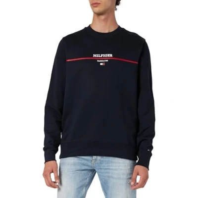 Abbildung von Tommy Hilfiger LOGO Stripe CREW NECK Sweatshirt, Herren, Größe: Small, Desert sky