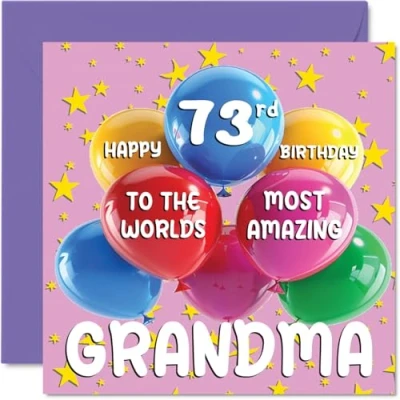 Abbildung von Geburtstagskarte für Oma zum 73. Geburtstag World&#039;s Most Amazing Grandma von Enkelin, 145 x mm, Alter 73, dreiundsiebzig Grußkarten