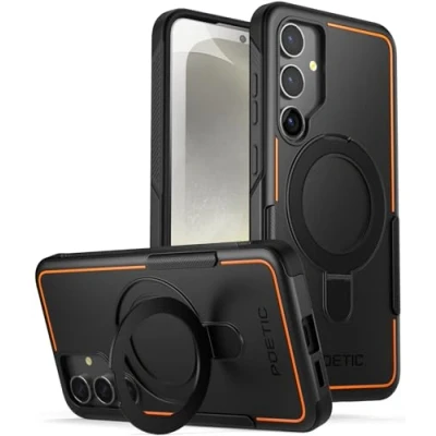 Abbildung von POETIC Neon Case Kompatibel mit Galaxy S24 Plus 6.7 Zoll, [Magnetischer Ringständer] Dual Layer Robuste Schlanke Stoßfeste Schutzhülle, Schwarz