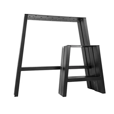Abbildung von Natural Goods Berlin 2X Design Tischkufen viele Modelle Metall Tischbeine, Tischgestell aus Stahl, geneigt, Trapez, Esstisch, Schreibtisch, Couchtisch, Bank (H72cm, Schwarz)