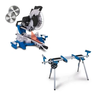 Abbildung von Scheppach Kappsäge HM140L Kapp Zugsäge Gehrungssäge mit Laser &amp; LED Schnitthöhe 105 mm Schnittbreite 330 230V 2000W Sägeblatt Ø305mm + 2. (HM140L UG200)