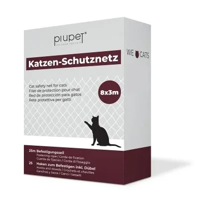 Abbildung von PiuPet® Katzennetz I 8x3m transparent inklusive Montagematerial für Balkon Katzenschutz Fenster Katzen Balkonnetz Ideal uneingeschränkte Sicht